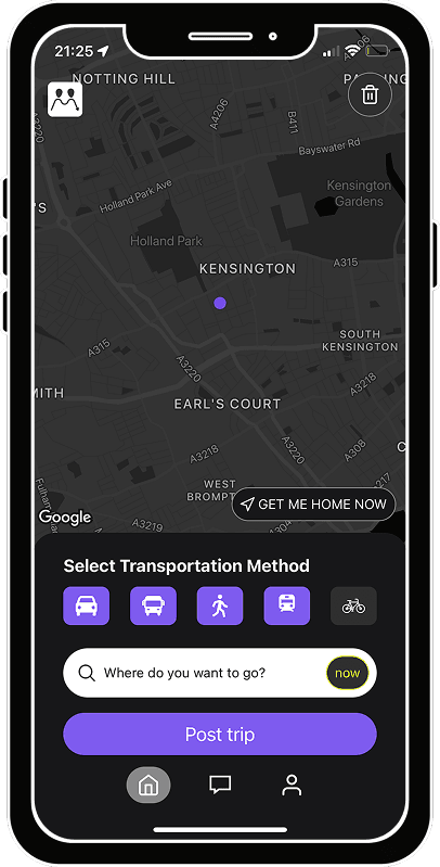 Trippl App Enter Ride Screen